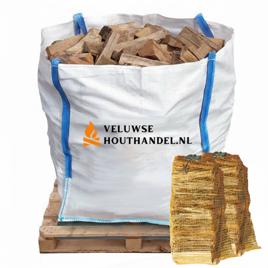 Ovengedroogd Haardhout Puur Haagbeuk 1 m³ Gestort in Big Bag Tijdelijk met 2x gratis aanmaakhout